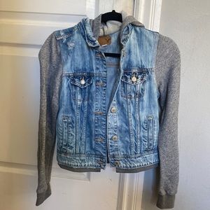 Denim jacket with hood